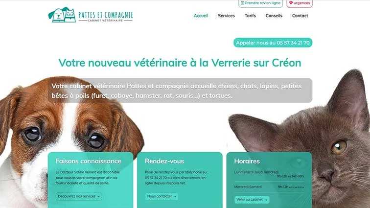 Cabinet vétérinaire Pattes & Cie — version ordinateur
